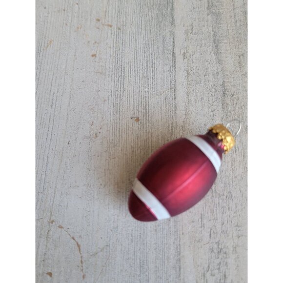 Mini blown glass football sport ornament Xmas - Picture 2 of 5